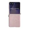 Funda para Teléfono Samsung Zflip7 Aplicable Transfronteriza con Estampado de Leopardo, Hebilla Lateral con Borde Plateado, Correa de Mano, Zflip6/ Funda Protectora Plegable al 50% de Descuento