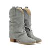 Pantalones de Mujer Botas Ante Tacón Grueso Tacón Alto Color Caramelo Slip-On Botas de Vaquero Occidental de Caballero Botas de Media Caña para Mujer Botas Cortas