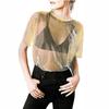 Explosiones de Comercio Exterior Amazon Sexy Casual Suéter Transparente Malla Láser Manga Corta Camiseta Femenina PG278
