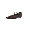Sapatos Mary Jane com aumento de altura em pele de cordeiro, estáveis e antiderrapantes, outono 2026, salto baixo, bico quadrado, couro genuíno, tira única para mulheres
