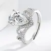 Nuevo Anillo de Diamante de Alto Carbono con Forma de Gota de Agua Oversize Más Vendido Transfronterizo, Anillo de Corona de Circonita Lujoso, Anillo Personalizado Europeo y Americano
