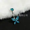 Anillo para Ombligo de Aleación de Titanio F136 Incrustado con Mariposa de Circonita Brillante Forma de Ojo Forma de Mariposa Piercing de Titanio G23 Rosca Interna Joyería