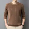 Sudadera Jacquard Engrosada Nueva Otoño 2025 Moda Masculina Casual Manga Larga Camiseta de Manga Larga Otoño Capa Base para Hombre