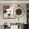 Piedra Llega a Restaurante de la Suerte Pintura Decorativa con Reloj Lujo Ligero Sensación de Gama Alta Pintura de Pared para Comedor Reloj de Pared Simple Transfronterizo