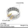 Hebilla de Anillo de Acero Inoxidable 304 Europea y Americana de Dos Tonos para Mujer Nicho Lujo Ligero Sensación de Alta Gama Anillo de Acero de Titanio Sencillo No se Desvanece