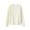 Lujo silencioso, suave y liso, 30% cachemira, suéter de lana de punto trenzado retro sin costuras, color liso, cuello redondo