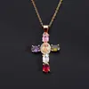 Collar Cruz de Zirconia Más Vendido Transfronterizo Colgante Colorido Estilo Ins Moda Personalidad Suministro en Vivo Venta al por Mayor Estilo Caliente
