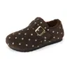 Novos Sapatos Birkenstock de Inverno com Bolinhas, Forrados com Fleece, Espessos, para Usar em Casa, Slip-on, Sapatos Femininos, Mocassins, Leves, Antiderrapantes, Modernos, Sapatos de Algodão