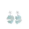 Pendientes de Borla de Concha de Estrella de Mar Azul Verano 2026 para Mujer, Pendientes de Botón de Gama Alta de Nicho, Estilo Pendiente de Vacaciones en la Costa