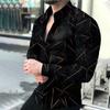 2025 Otoño Solapa Camisa Ropa Exterior para Hombre Amazon Europeo y Americano Camisa Estampada para Hombre Cárdigan para Hombre Camisa de Manga Larga para Hombre