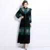 Vestido de Noche Elegante 2024 Otoño e Invierno Capa Base Encaje Soluble en Agua Terciopelo Empalmado Ajuste de Cintura Hueco Falda Larga con Dobladillo Amplio