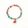 Joyería Transfronteriza Europea y Americana Navidad Pulsera de Cuentas de Arcilla Polimérica Suave Regalo Pulsera de Papá Noel Pulsera de Contraste de Color Festivo