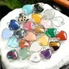 Piedra Natural Amatista Lapislázuli Lapislázuli 15 mm Colgante Borde de Amor Collar de Bricolaje Pendientes Accesorios de Joyería en Forma de Corazón
