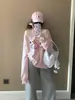 Sudadera Fina de Hombros Descubiertos Versátil de Moda Coreana Estilo Perezoso para Mujer Moda Chic Petite Casual Holgada