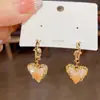 Brincos de Coração de Cristal Laranja Degradê Estilo Metal Retro Francês para Mulheres, Brincos Versáteis Doces e de Alto Padrão