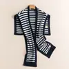 Nuevo Chal Bufanda Pequeña de Punto 100% Cachemira Pura Otoño e Invierno para Mujer, Rayado, Calentador de Cuello, Adecuado para Combinar con Vestidos