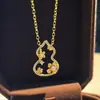 Nuevo Colgante de Fortuna Estilo Chino Chapado en Oro Moda Lujo Ligero Hueco Flor Completa de Diamante Calabaza Collar para Mujeres