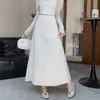 [Dos Largos de Falda + Acetato de Lana] Faldas de Otoño e Invierno para Mujer Mostrando Estilo Francés Negro Elegante Faldas Largas