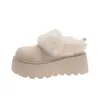 Zapatos Birkenstock Forrados de Lana, Zapatos de Algodón Peludos Slip-On Cálidos y que Aumentan la Altura, Nuevos Zuecos Gruesos de Invierno 2025 para Mujer