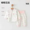 Conjunto de algodón puro de grado A para bebé, de cintura alta, cálido, separado, otoño, top y pantalón, ropa de casa para recién nacido, cuatro estaciones, pijamas