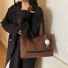 Bolsa Tote de Lona Estilo Coreano Retrô com Estampa de Leopardo, Bolsa de Ombro Grande e Versátil da Moda para o Dia a Dia, Bolsa Tote Casual Relaxada