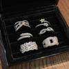 Anillo Abierto de Zirconia Microincrustada de Diamante Completo con Giro de Industria Pesada Transfronterizo para Mujer, Moda de Lujo Ligero, Temperamento de Alta Gama, Accesorios Nicho