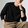 [Destacado] Camiseta Fina de Manga Larga de Otoño para Hombre, Elástica, de Secado Rápido, Corte Holgado, Trendy Casual Cuello Redondo Camiseta Básica