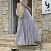 Foto Real de una Falda Plisada Fluida para Mujer, Verano 2026, de Cintura Alta, Adelgazante, con Caída, Estilo Línea A Paraguas con Dobladillo Amplio
