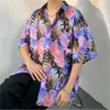 Camisa floral hawaiana para hombre, estilo fino de verano, estilo Hong Kong, marca de moda, top casual y elegante de manga corta