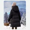 Abrigo de invierno para niña 2026 nuevo lanzamiento, chaqueta gruesa de algodón plumón con bolsillos de rombos, hasta la rodilla, estiliza, moderno