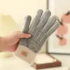 Guantes de Pantalla Táctil Invierno Forrados de Felpa Engrosados Cálidos y a Prueba de Frío Guantes de Punto Moda del Hogar Guantes de Lana para Dedos para Mujeres Ciclismo