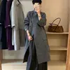 2026 Abrigo de Lana Grueso Otoño-Invierno Estilo Coreano Alta Calidad Doble Cara para Mujer, Abrigo de Lana Cashmere Suli con Cuello Alto, Estilo Largo para Mujer