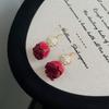 Gancho para Oreja con Flor Real Original Flor de Bosque Hecho a Mano Pendiente de Gota de Rosa Vintage Elegante Pendientes de Borla Versátiles