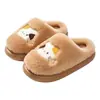 Pantuflas de Algodón de Gatito de Dibujos Animados para Mujer, Otoño/Invierno, Hogar, Felpa Engrosada, Suela Suave Cálida, Antideslizantes, Interiores, Pareja, Puntera Cerrada