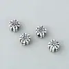 Plata Pura 999 Vintage 3D Flor Dura de Plata Cuentas Separadoras Flor de Durazno Hilo para Pulseras DIY Pulsera de Cristal Accesorios de Plata Materiales