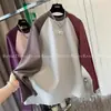 Camiseta de Manga Longa Tendência Marca Estilo Americano Indústria Pesada Feminina Nova Outono e Inverno Estilo Preguiçoso BF Solta Top Interno de Veludo Alemão