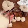 Goma para el pelo hecha a mano de nuevo estilo con lazo de pompón, Cuerda para coleta linda, Anillo para el pelo elegante, Accesorio para el pelo de niña dulce