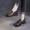 Novedad Otoño 2026 Mocasines Cómodos para Mujer con Suela Gruesa y Tacón Grueso, Estilo Británico, Zapatos de Cuero Versátiles