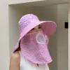 Sombrero Máscara de Protección Solar de Verano para Mujer Cubre Rostro Protección Solar Estilo Coreano Sombrero Grande para Montar Madre Sombrero de Montar Sombrero de Sol para Proteger la Cara Sombrero para Recoger Té