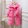Casaco Feminino Acolchoado de Algodão com Penugem de Cordeiro Tamanho Grande Longo Casaco Feminino de Inverno Acolchoado de Algodão Estilo Coreano Emagrecedor 2024 Novo Estilo