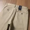 Pantalones Casuales de Negocios de Algodón Lavado de Sarga Gruesa para Hombre, Estilo Americano Recto Holgado, Suave y Elástico, No Planchar, Otoño e Invierno 2024