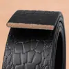 Cinto Masculino Sem Camada Intermediária, Couro Bovino de Duas Camadas, Padrão Crocodilo, Couro Genuíno, Corpo do Cinto Automático, Cinto Sem Fivela, Pronto para Venda