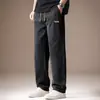Calça Jeans Vintage Elástica Lavada para Homem, Estilo Americano High Street, Verão Fina Reta Wide-Leg Casual Retrô