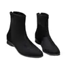 Botines Vintage Marrones de Gamuza para Mujer, con Tacón Grueso, Punta Cuadrada Francesa, Aumento de Altura de 8 cm y Cierre Trasero