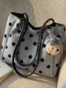 Bolso Tote Transfronterizo de Nuevo Estilo con Puntos Ondulados Suaves y Correa de Hombro Versátil Tejida, Bolso de Mano de Gran Capacidad para Estudiantes que Asisten a Clase
