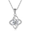 Venta caliente collar con colgante de trébol de cuatro hojas en forma de corazón de amor, colgante de circonita hueco simétrico en forma de corazón, temperamento simple de lujo ligero