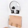 Estante de pared para tapas de ollas sin perforaciones, estante de almacenamiento para cocina, tabla de cortar, estante de almacenamiento para tapas de ollas