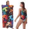 Toalla de playa plegable de gran tamaño 80X160, toalla de baño estampada, toalla de playa integrada, bolsa integrada, portátil