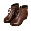 Botines retro de estilo étnico para mujer, piel suave, tacón grueso, colección otoño/invierno 2026, cómodos, forrados de felpa para abrigar, adecuados para madres