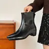 Nuevas Botas Planas Estrechas Puntiagudas Elásticas Otoño/Invierno 2026 Piel Mate Estilo Coreano Botines Cortos Moda Tacón Bajo Grueso Zapatos de Mujer